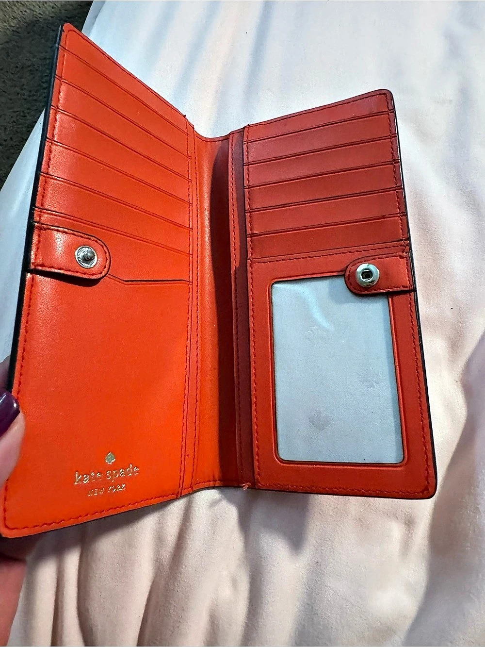 Kate Spade Staci Large Slim Bifold Wallet Orange - Picture 8 of 8